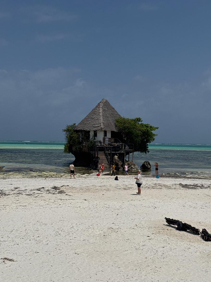 White-sand beach and turquoise water on the Zanzibar coast